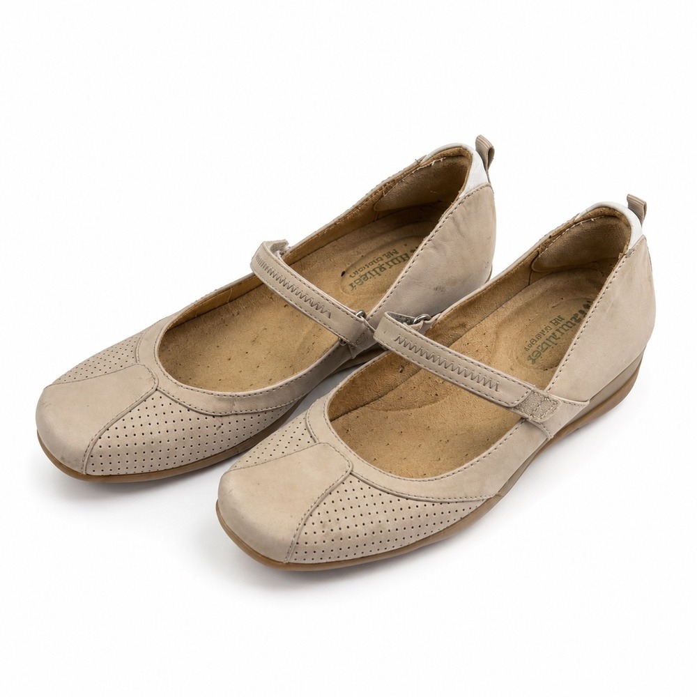 Naturalizer Vintage Y2K Beige Leather Mary Jane Comfort Flats Women's Size 8.5